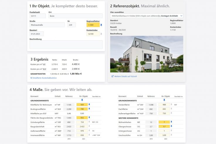 Aktuelles Neuer Baukostenrechner online